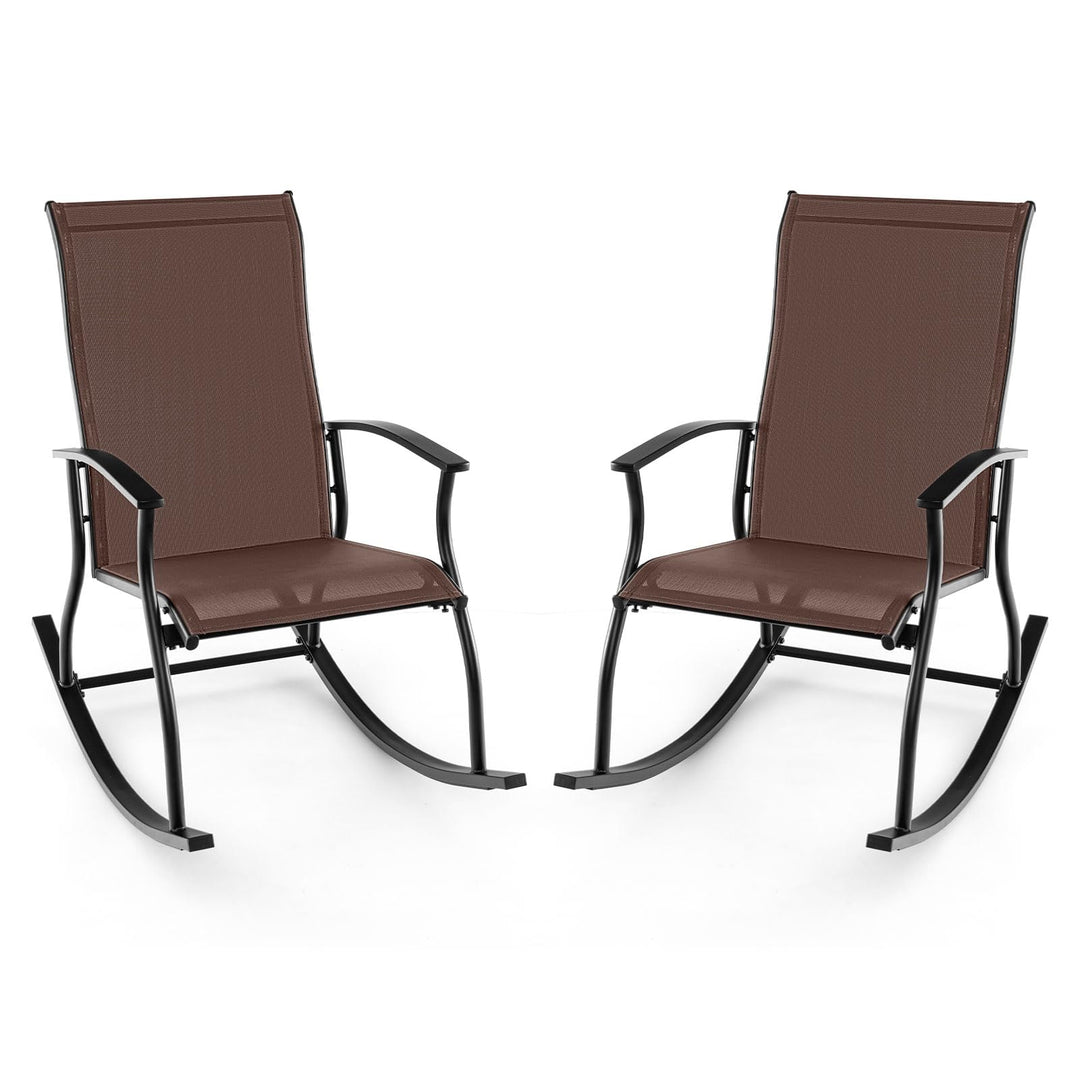 Giantex Outdoor Rocking Chair Set of 2 - Patio Rocking Chairs w/Breathable Backrest, Navy