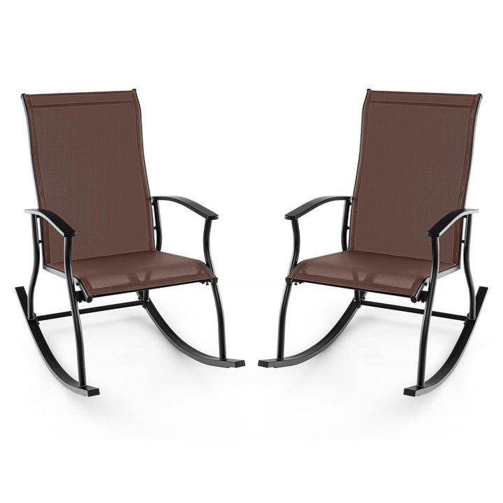 Giantex Outdoor Rocking Chair Set of 2 - Patio Rocking Chairs w/Breathable Backrest, Navy