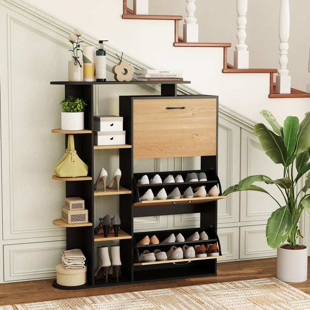 Giantex Shoe Cabinet with 3 Flip Drawers