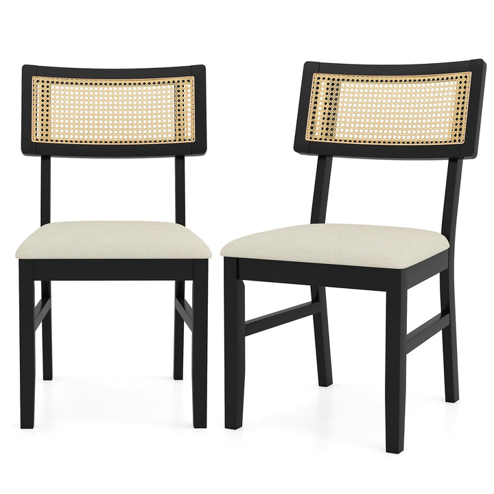 Giantex Fabric Upholstered Dining Room Chairs w/Padded Seat Rubber Wood Legs &amp; Curved Backrest