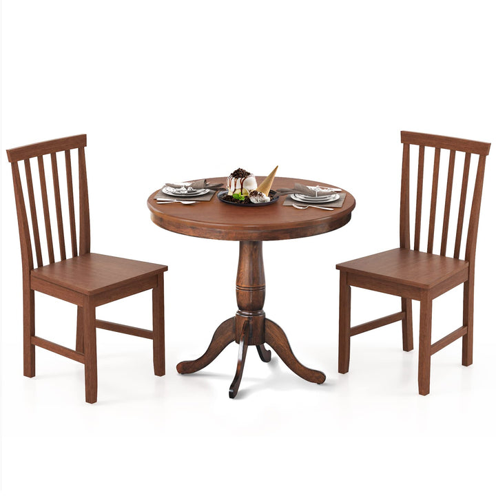 3-Piece Kitchen Table Set, Mid-Century Round Dining Table &amp; Chairs Set for 2, Walnut