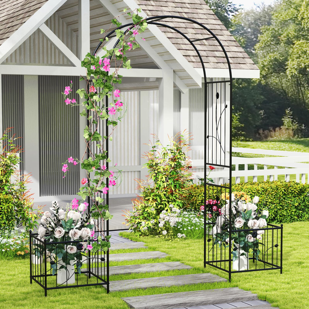 Giantex Garden Arch Trellis with Planters, 86&