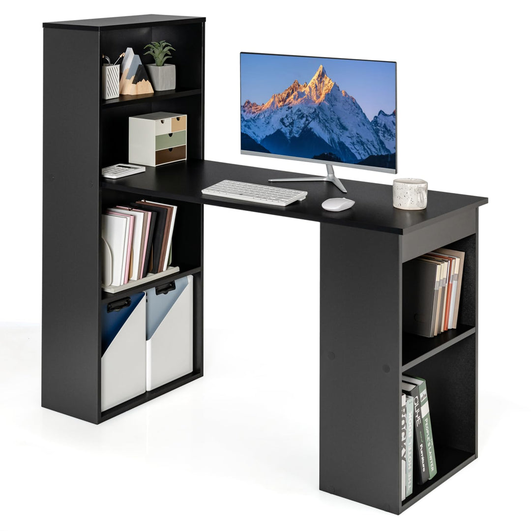 Giantex 48 Inch Computer Desk with Bookshelf, 3-in-1 Home Office Desk with 4-Tier Bookcase &amp; CPU Stand