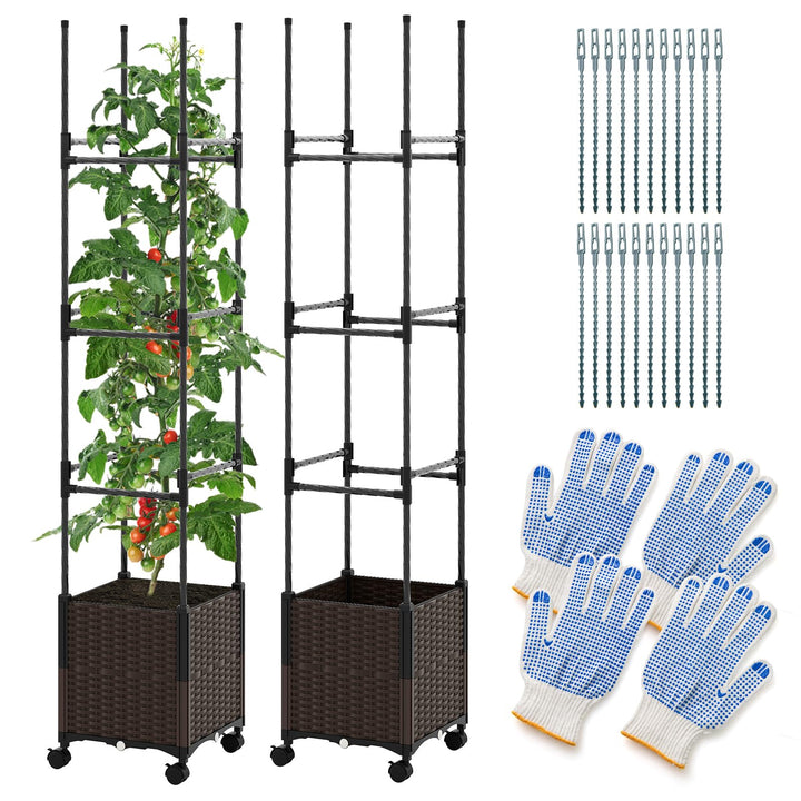Giantex Raised Garden Bed Planter Box with Trellis
