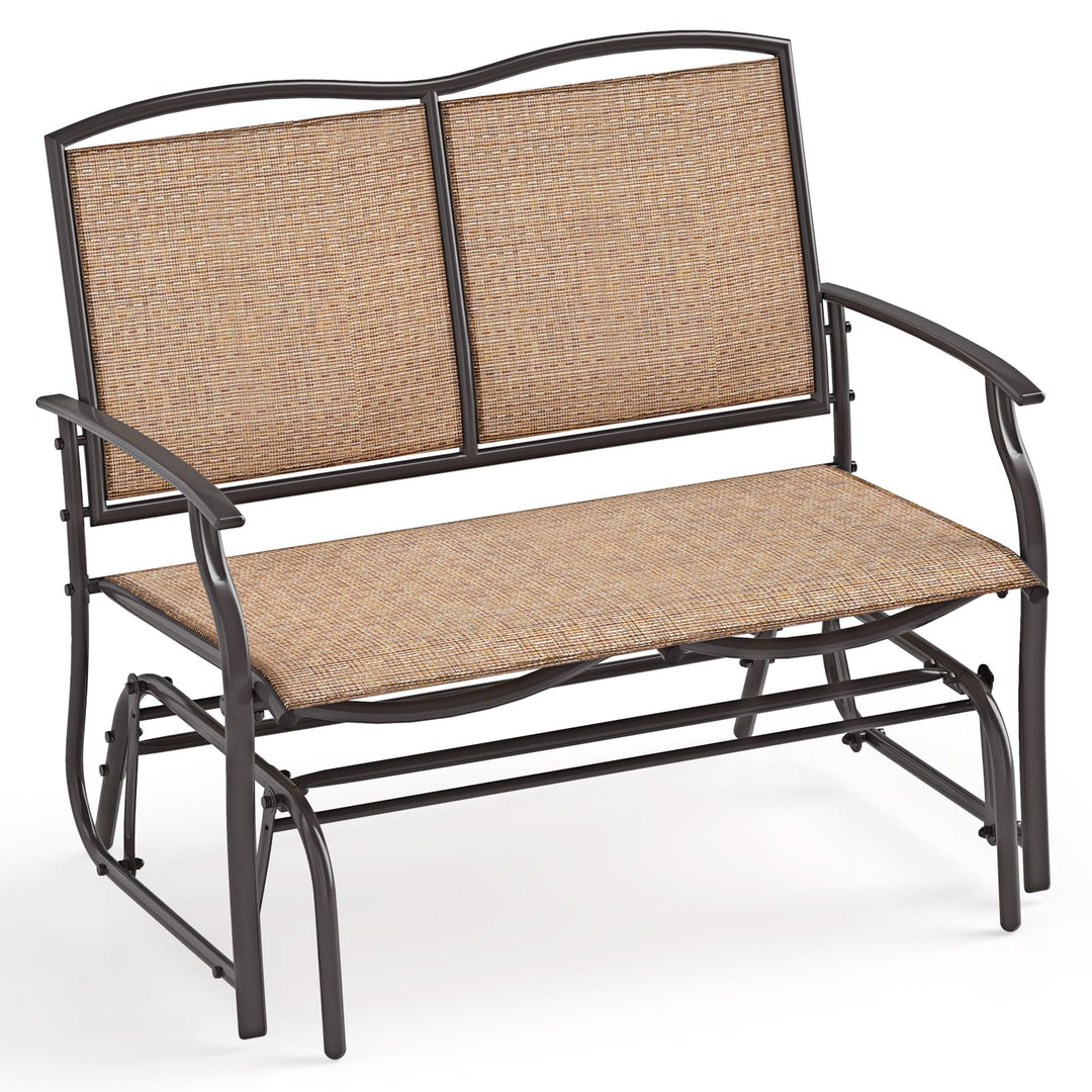 Giantex 2-Person Outdoor Rocking Chair with Metal Frame and Breathable Fabric