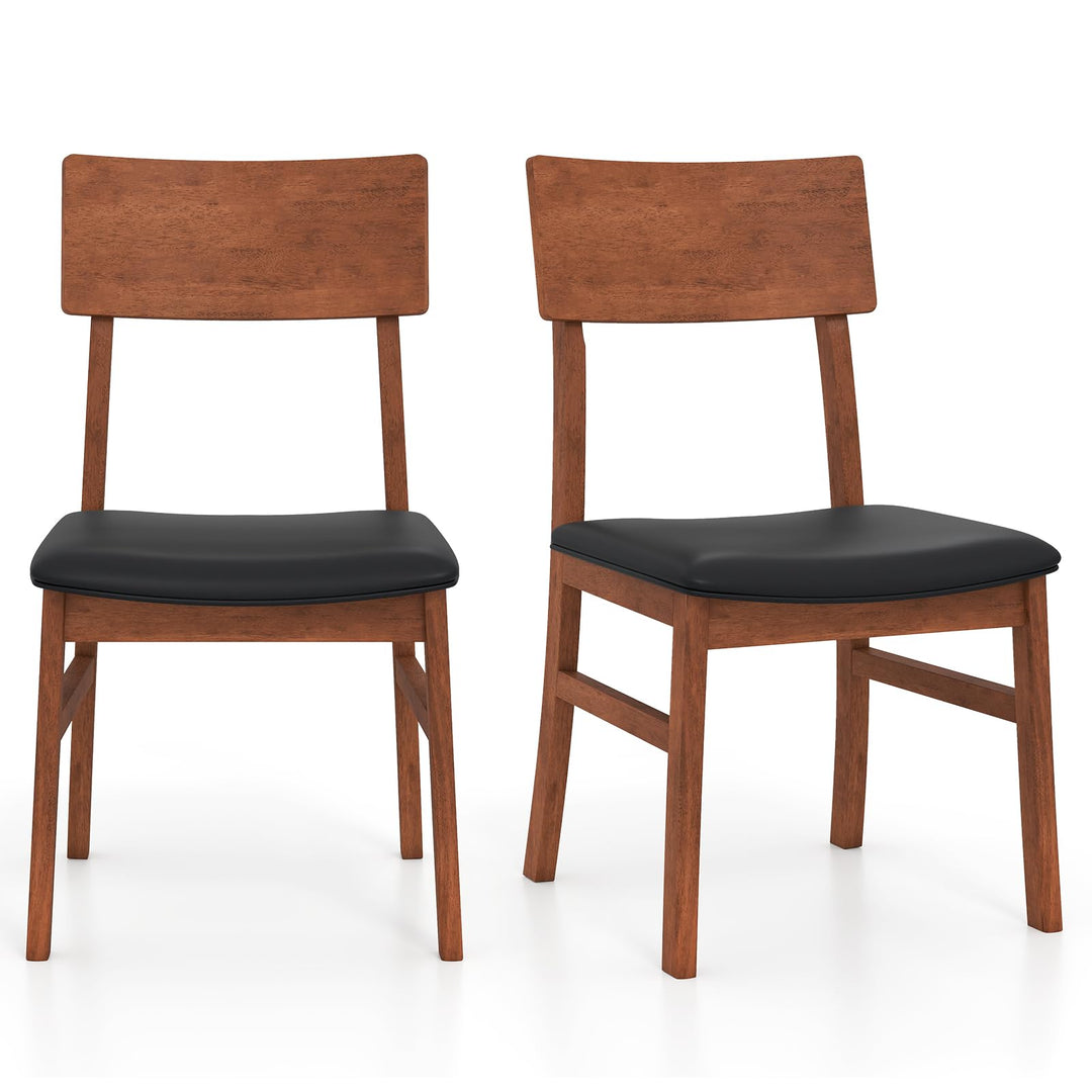 Giantex Wooden Dining Chairs Set Kitchen Side Chairs w/Rubber Wood Legs Faux Leather Upholstered Seat