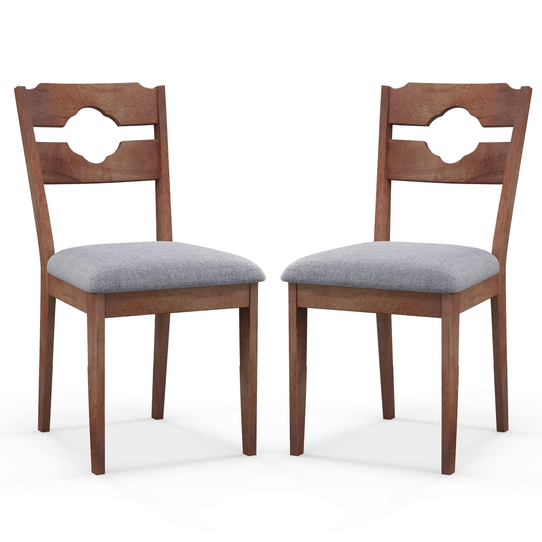 Giantex Wooden Dining Chairs Set of 2/4, Rubber Wood Dinner Chair w/Hollowed Backrest &amp; Padded Seat