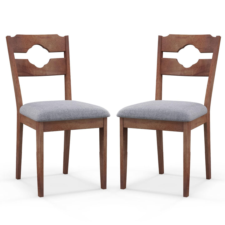 Giantex Wooden Dining Chairs Set of 2/4, Rubber Wood Dinner Chair w/Hollowed Backrest &amp; Padded Seat