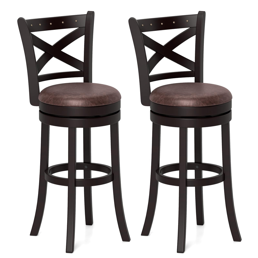 Giantex 30" Swivel Bar Stools with Footrest &amp; Rubber Wood Frame