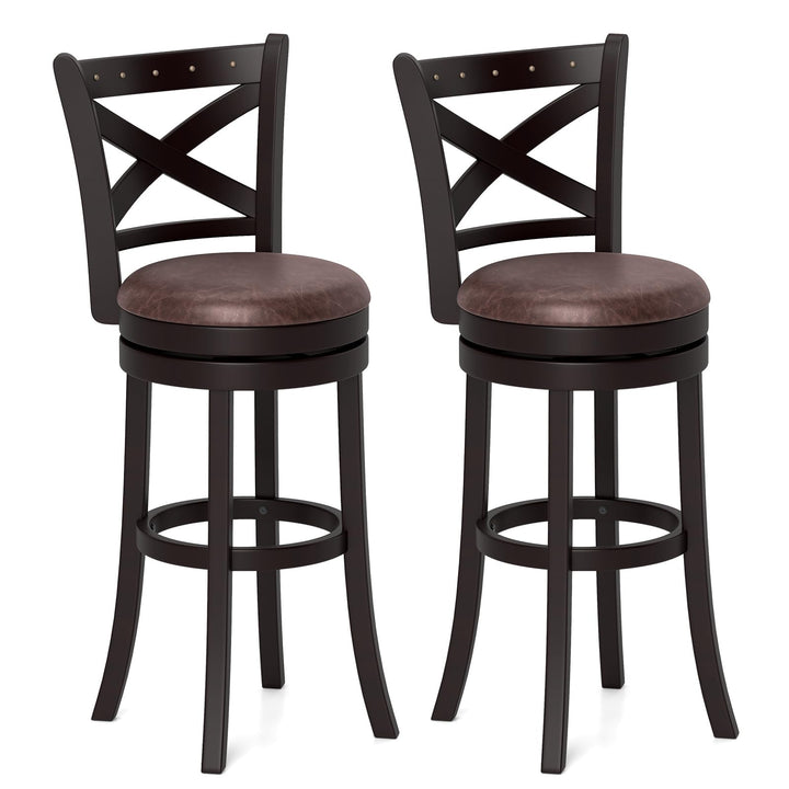 Giantex 30" Swivel Bar Stools with Footrest &amp; Rubber Wood Frame