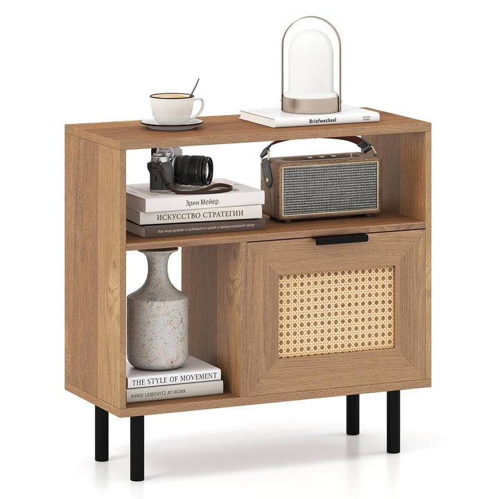 Giantex Accent Side End Table with Storage Shelf and Cabinet for Small Space