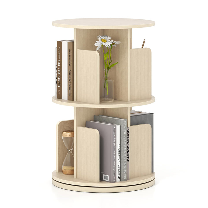 Giantex 2-Tier Rotating Bookshelf 360° Display Rack w/Dividers &amp; Anti-Falling Baffles