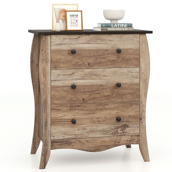 Giantex Storage Cabinet with Foldable &amp; Detachable Fabric Drawers, Anti-Tipping Kit, 26.5” x 15” x 30” Farmhouse Floor Cabinet