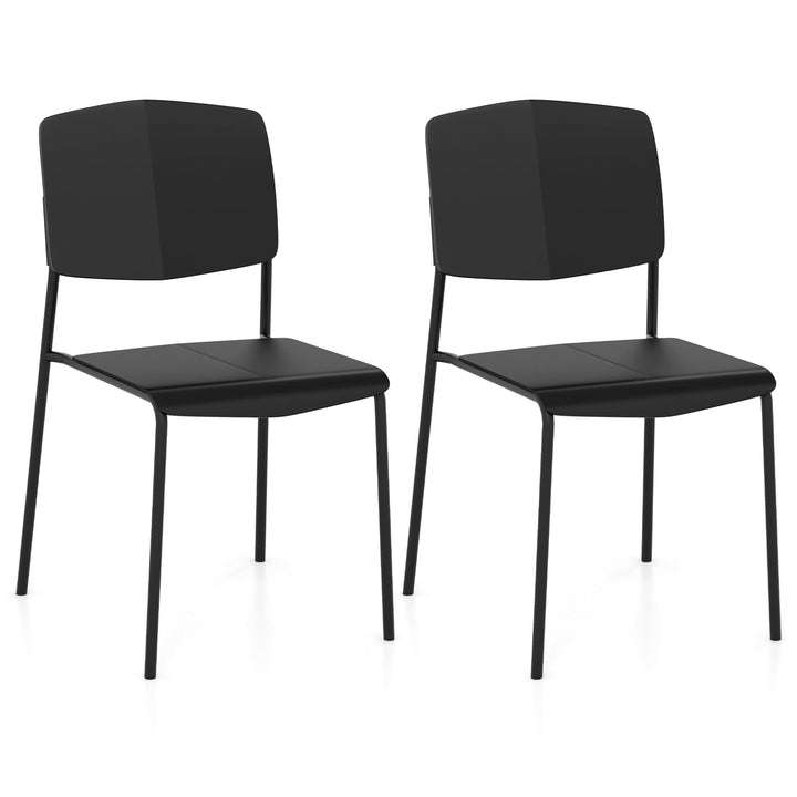 Giantex Stackable Dining Chairs Set, Modern Kitchen Chairs w/Metal Legs &amp; Curved Back, Load up to 350 LBS