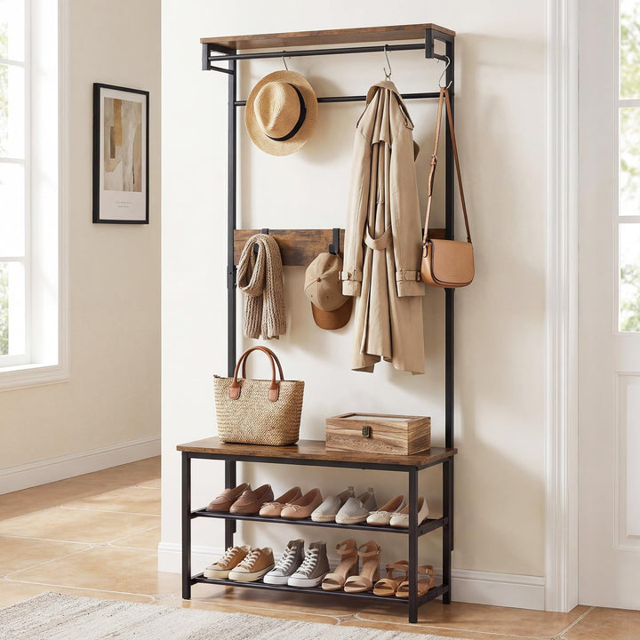 Giantex 4 in 1 Hall Tree with Bench and Shoe Storage