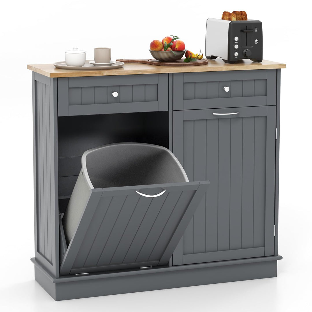 Giantex Kitchen Trash Cabinet, Kitchen Island with Tilt Out Garbage Bin