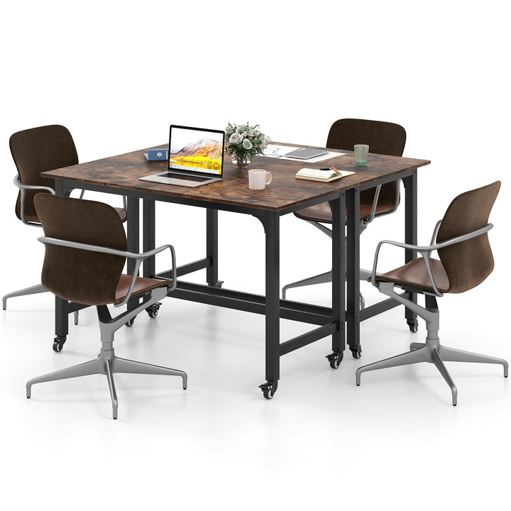 Giantex Conference Table, 48" Rectangular Mobile Meeting Room Desk with Removable Storage Bag &amp; 2 Hanging Hooks