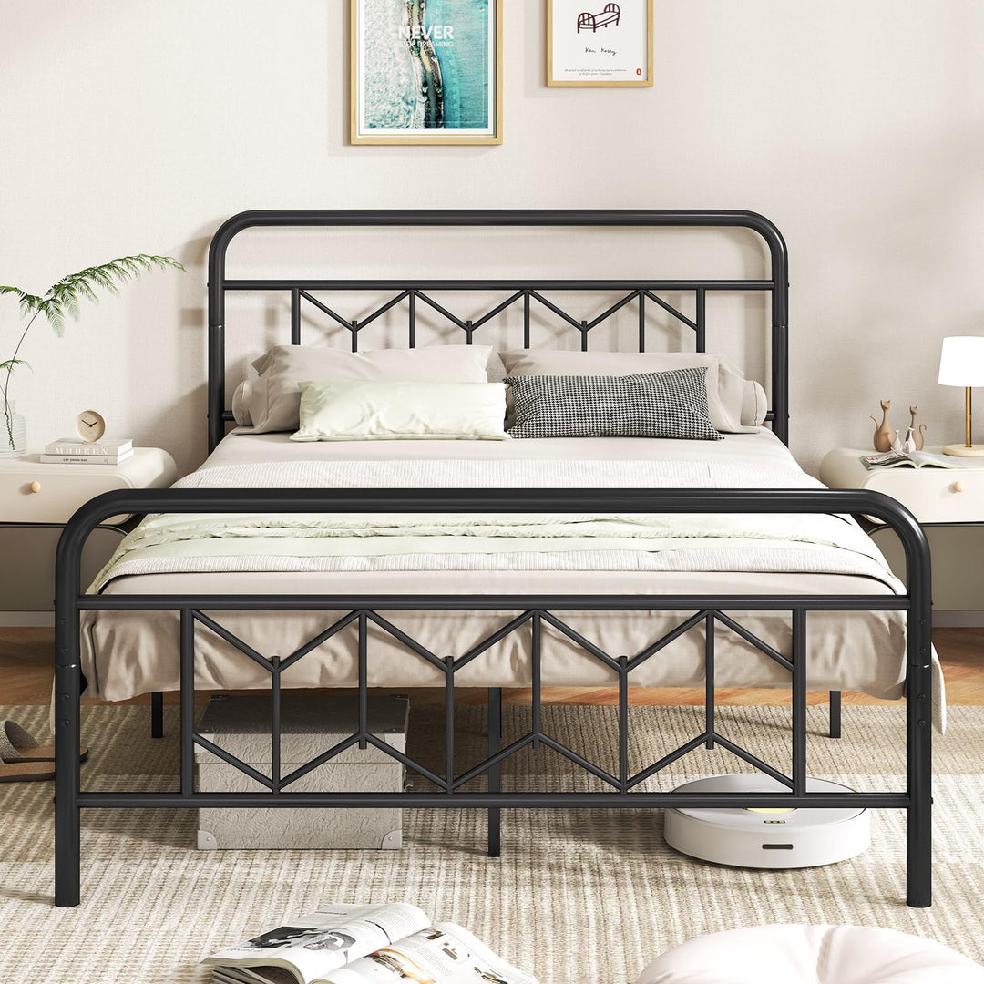 Giantex Metal Twin Bed Frames with Victorian Style Headboard &amp; Footboard, Heavy Duty Slats Support Mattress Foundation
