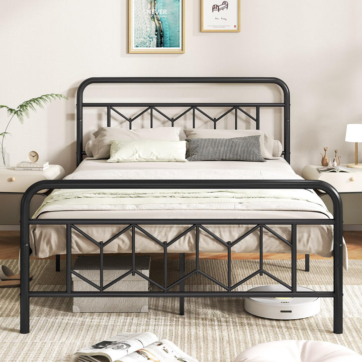 Giantex Metal Twin Bed Frames with Victorian Style Headboard &amp; Footboard, Heavy Duty Slats Support Mattress Foundation