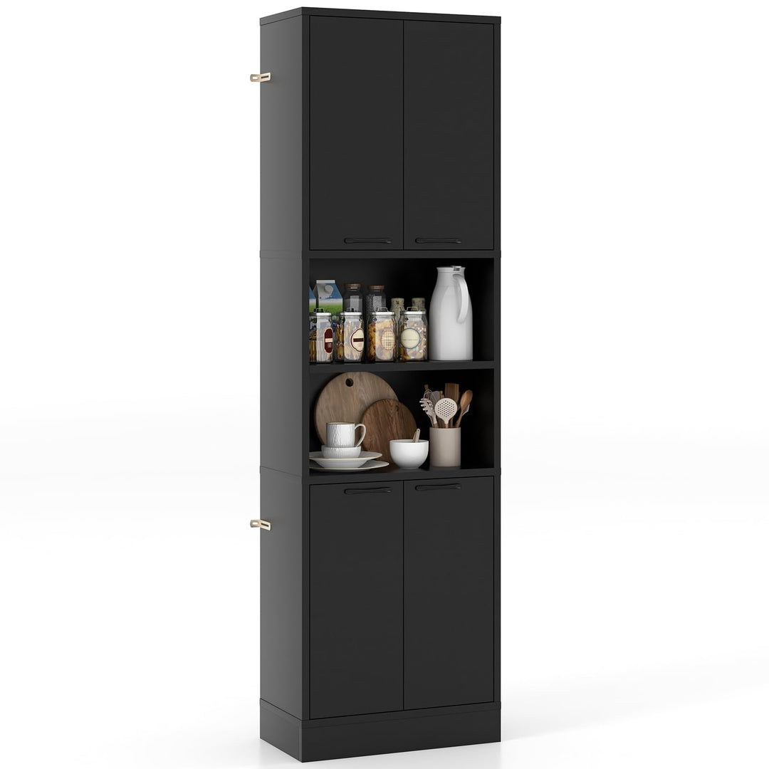 Giantex Kitchen Pantry Cabinet, 75” Tall Freestanding Cupboard with Doors &amp; Shelves