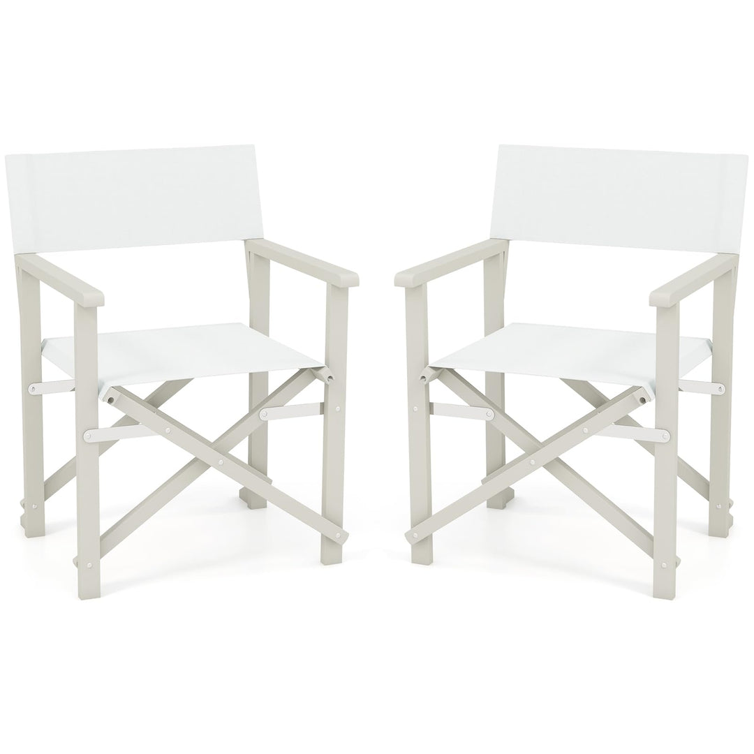 Giantex Set  Folding Director Chairs, Lightweight Patio Camping Chair with Acacia Wood Frame &amp; Oxford Fabric Seat