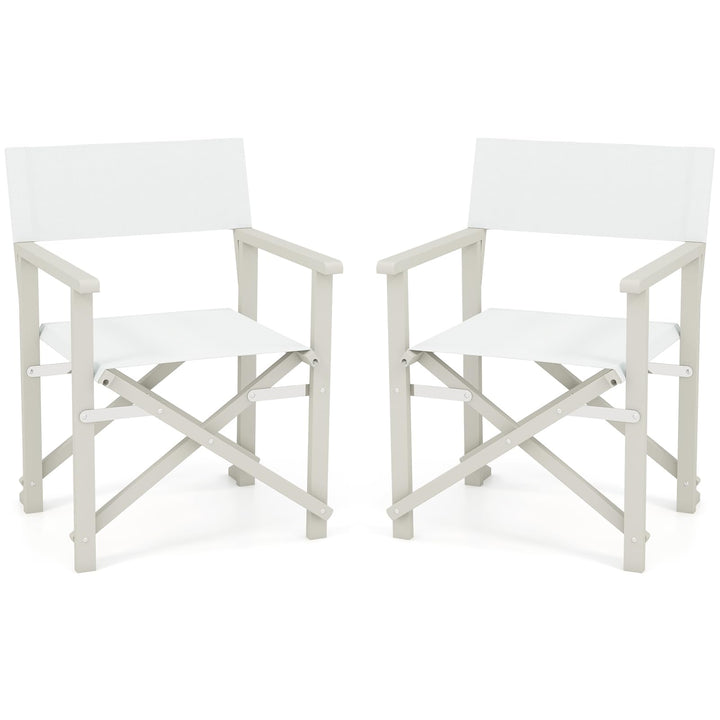 Giantex Set  Folding Director Chairs, Lightweight Patio Camping Chair with Acacia Wood Frame &amp; Oxford Fabric Seat