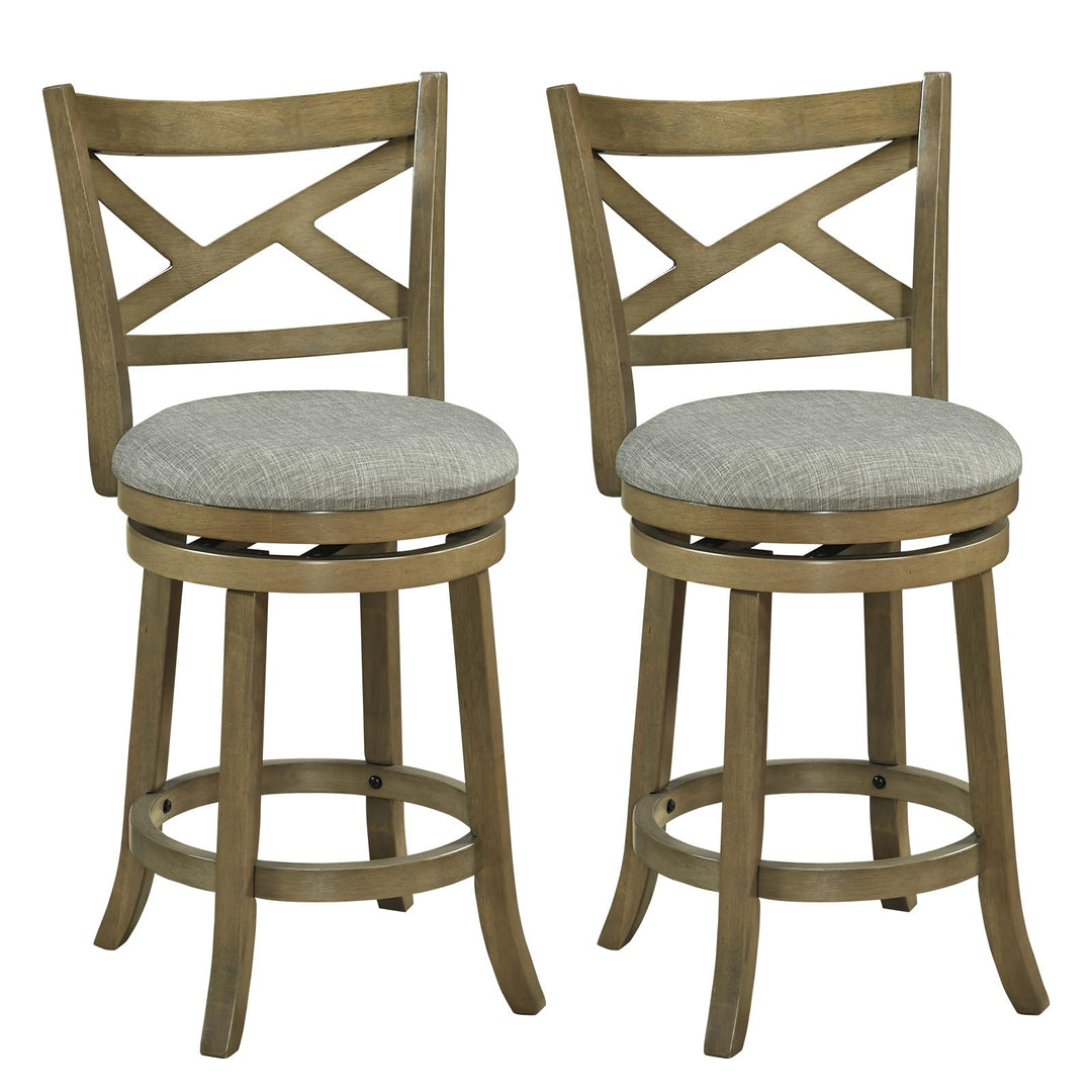 Giantex Wood Swivel Bar Stools Set of 2/4 with Backrests and Wood Frame