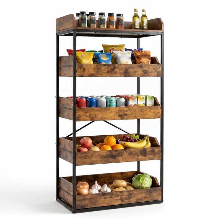 Giantex 5-Tier Industrial Utility Shelf with 4 Pull-out Drawers &amp; X-Shaped Metal Frame