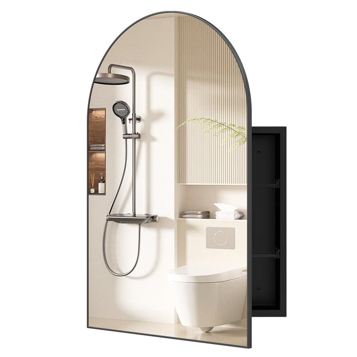 Giantex 34" x 22" Brushed Metal Wall-Mounted Medicine Cabinet for Bathroom