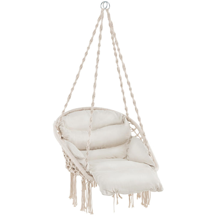 Giantex Hanging Chair Outdoor, Hammock Chair with Thick Cushion &amp; Macrame