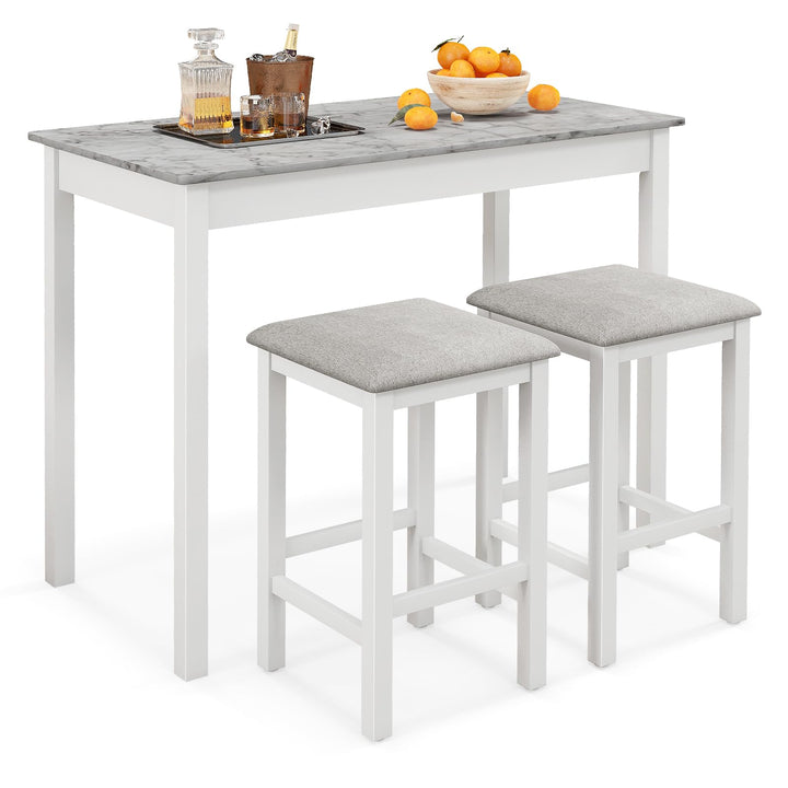 Giantex Dining Table Set for 2, Counter Height Dining Table Set with 2 Bar Stools, Wood Legs, Dinette Table Set
