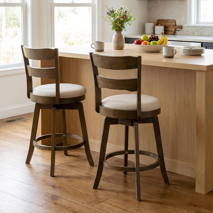Giantex 25" Swivel Bar Stools Set of 2/4 with Fabric Upholstered Seat