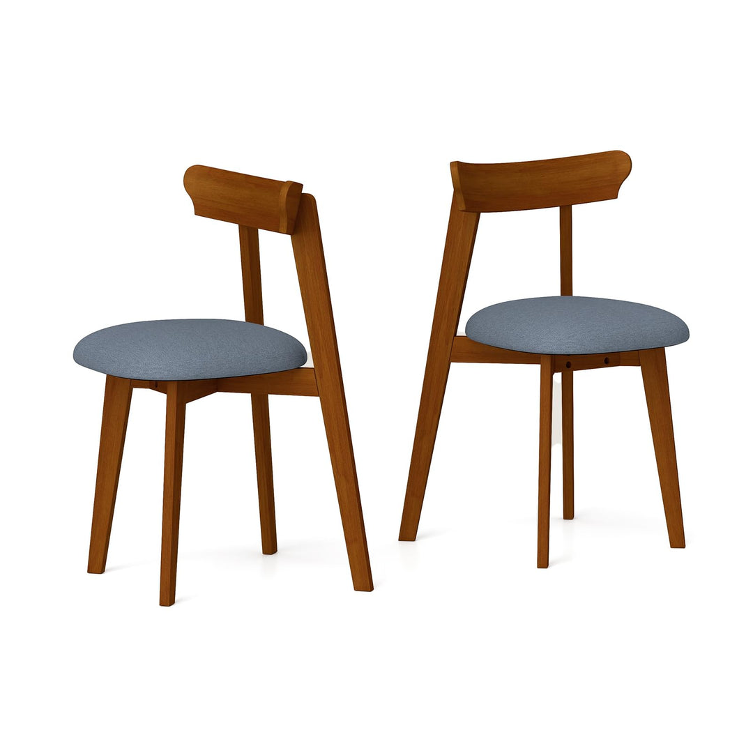 Giantex Wooden Dining Chairs Set, Mid-Century Kitchen Chairs w/Padded Seat &amp; Curved Backrest