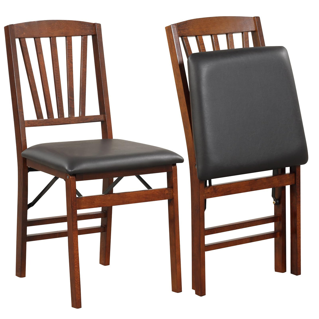 Giantex Folding Dining Chairs Set | Foldable Wood Kitchen Chairs with Padded Seat (2/4)