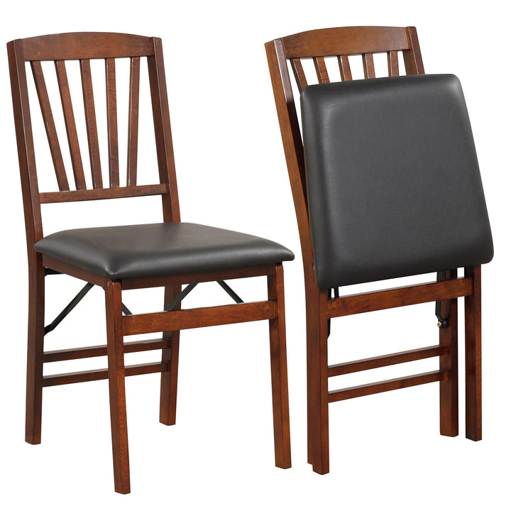 Giantex Folding Dining Chairs Set | Foldable Wood Kitchen Chairs with Padded Seat (2/4)