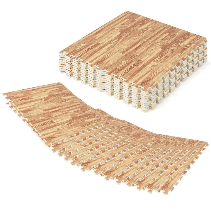 Giantex 100 Sq. Ft Wood Grain Floor Tiles Foam Mat, 25 PCS 24&