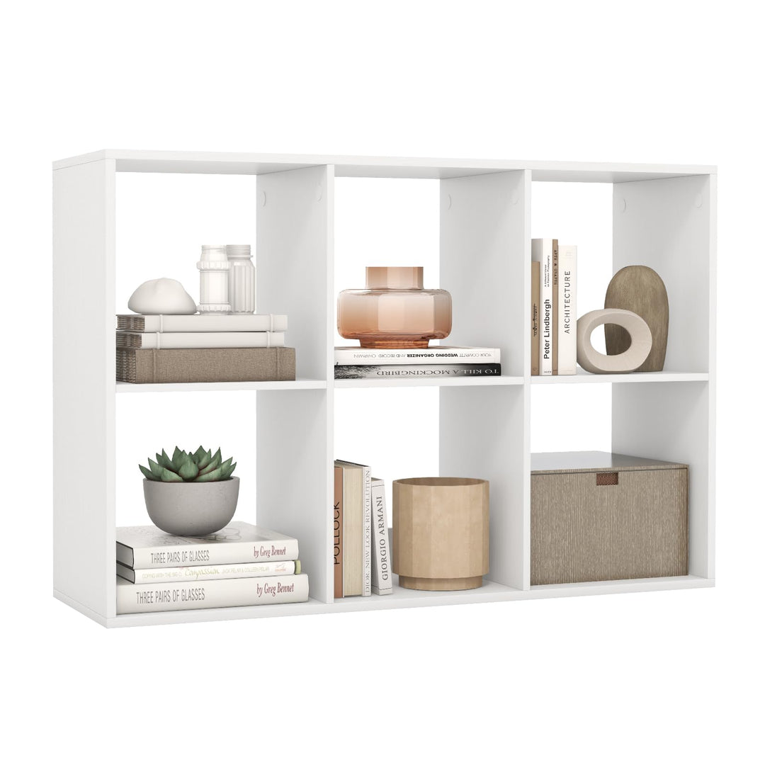 Giantex 6-Cube Bookcase, White Cubby Bookshelf w/Back Guardrail &amp; Anti-Tipping Kits