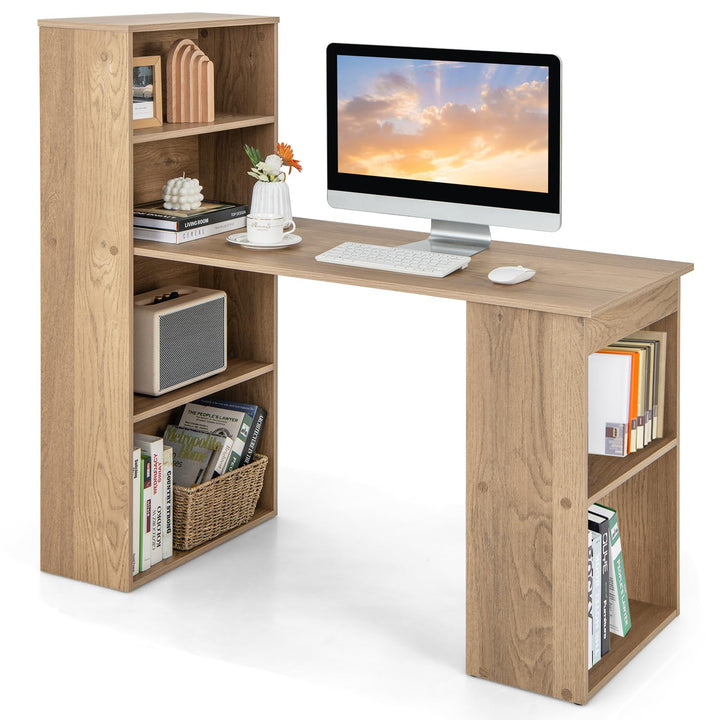 Giantex 48 Inch Computer Desk with Bookshelf, 3-in-1 Home Office Desk with 4-Tier Bookcase &amp; CPU Stand