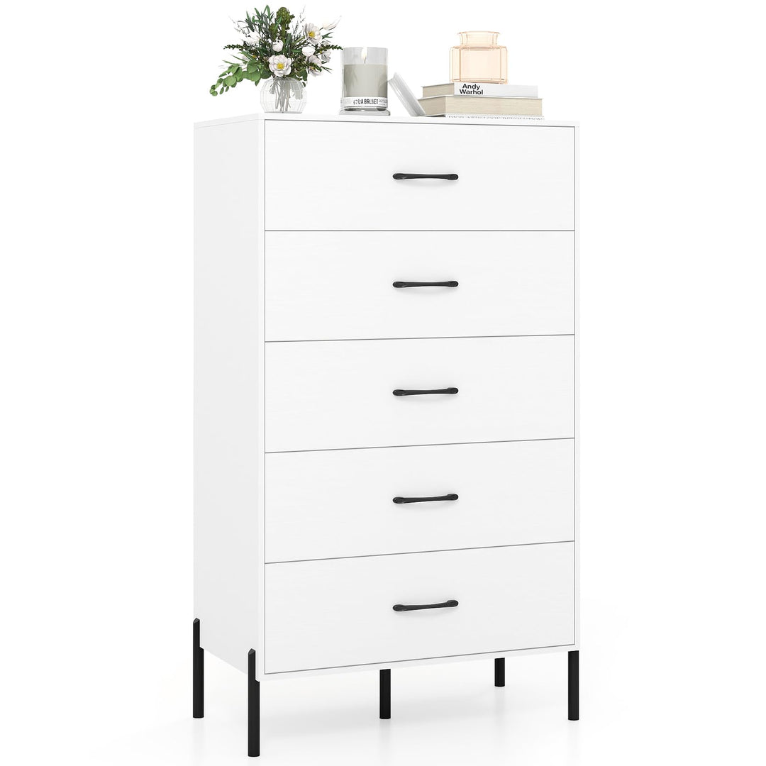 Giantex 5-Drawer Modern Tall Storage Organizer with Metal Legs &amp; Handles