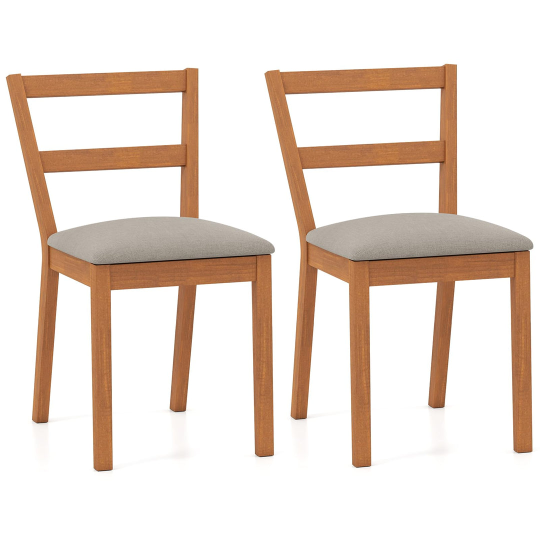 Giantex Wooden Dining Chairs Set of 2/4 Farmhouse Upholstered Kitchen Chairs with Rubber Wood Legs &amp; Fabric Padded Seat