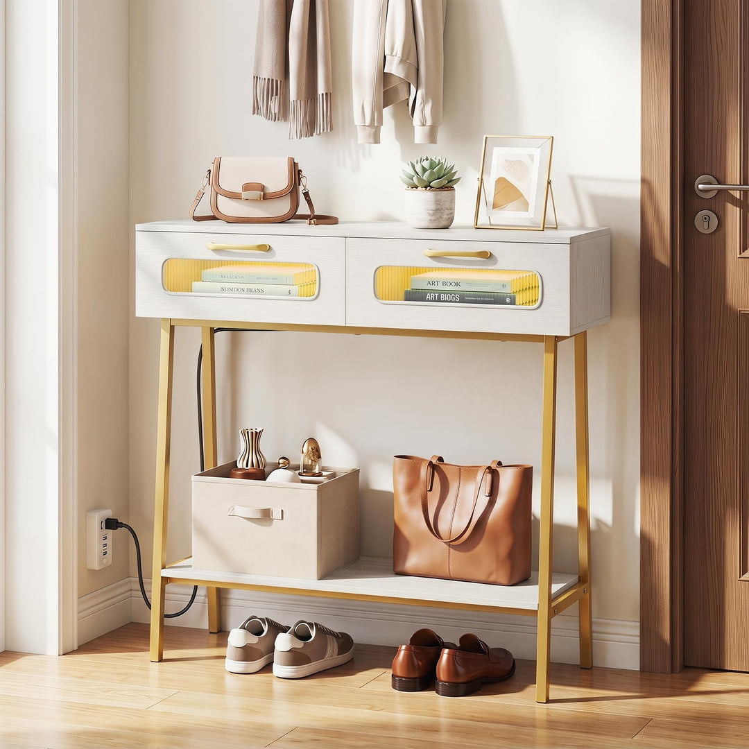 Giantex Console Table with LED Lights for Living Room Hallway Entrance