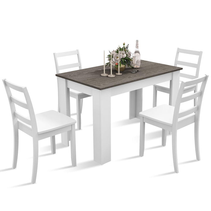 Giantex 5-Piece Dining Table Set, Modern Rectangle Dining Table &amp; High Back Chairs Set for 4