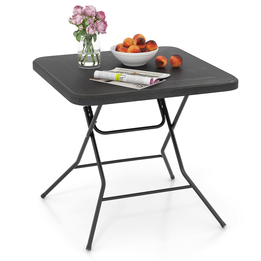 Giantex 2.6 FT Folding Picnic Table, Square Patio Dining Table for 4 Persons, with HDPE Tabletop