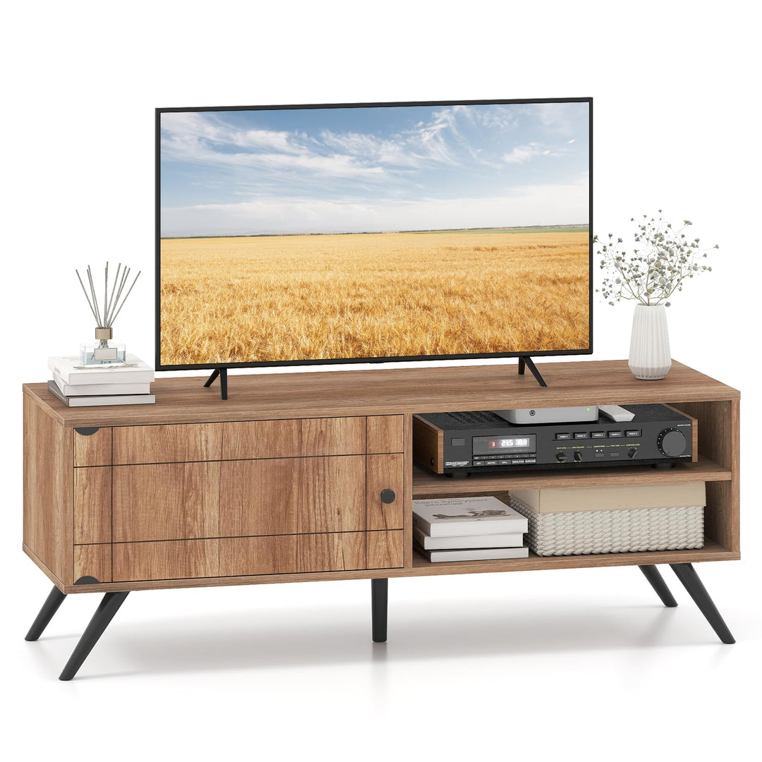 Giantex Mid-Century Modern Entertainment Center with Storage Cabinet