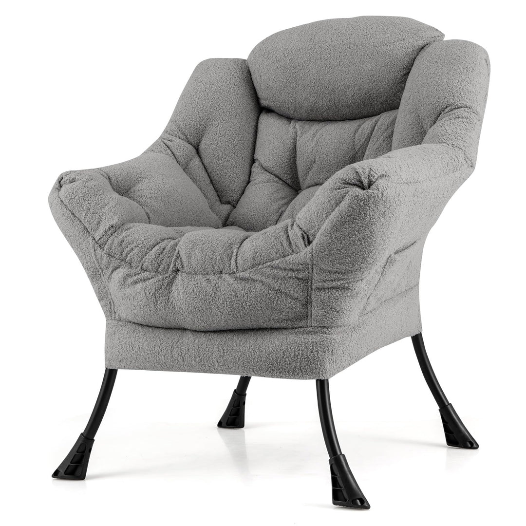 Giantex Set of 1/2 Lazy Chairs, Modern Sherpa Accent Chair w/Upholstered Single Sofa Chair w/Armrests &amp; Side Pocket
