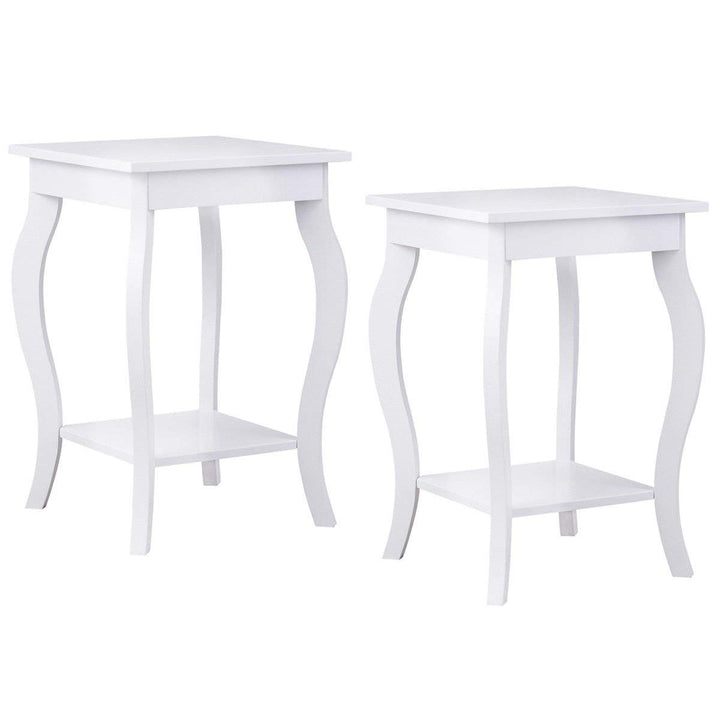 16" End Table W/Storage &amp; Shelf Curved Legs Home Furniture for Living Room