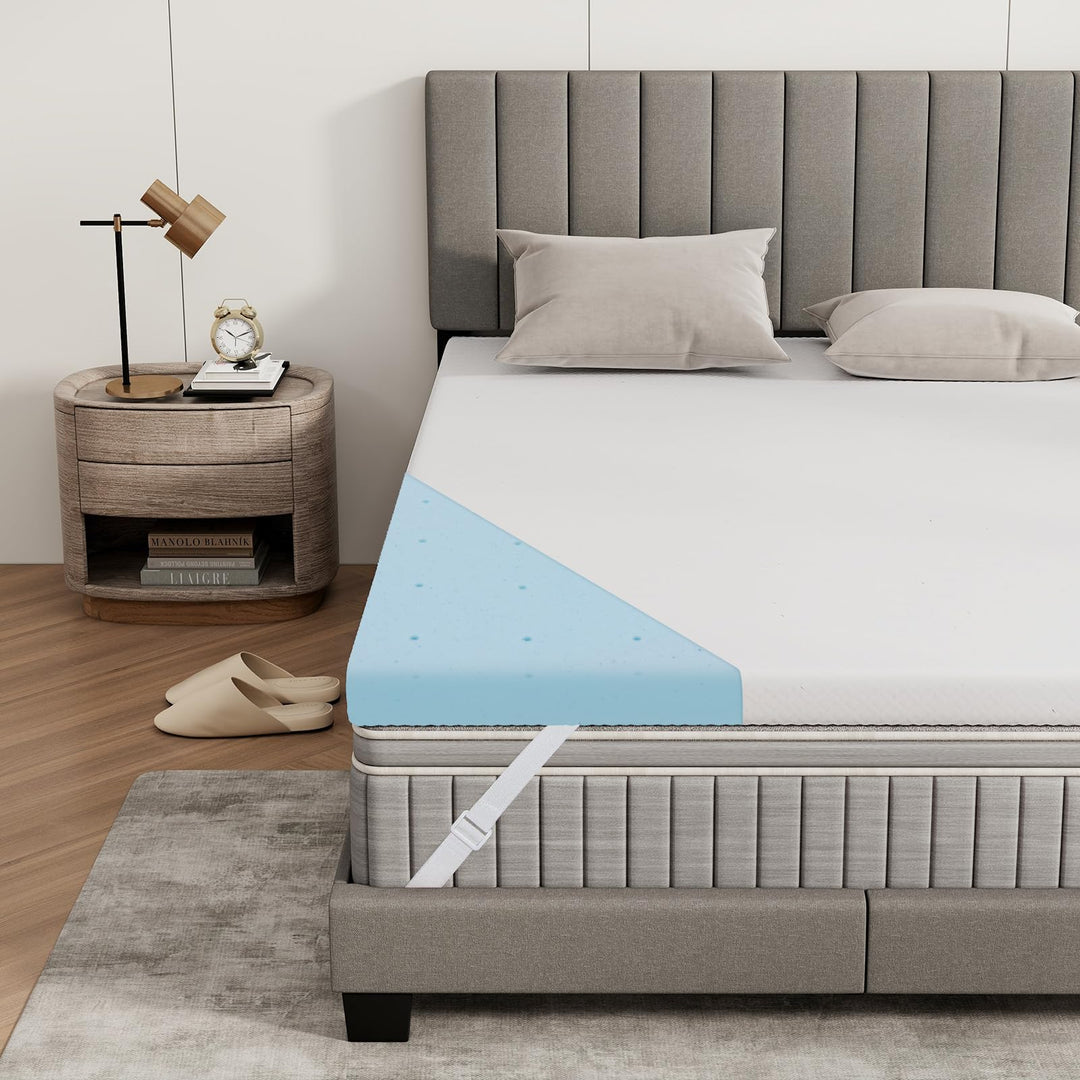 Giantex 3 Inch Twin Memory Foam Mattress Topper, Gel Infused Topper with Removable Cover