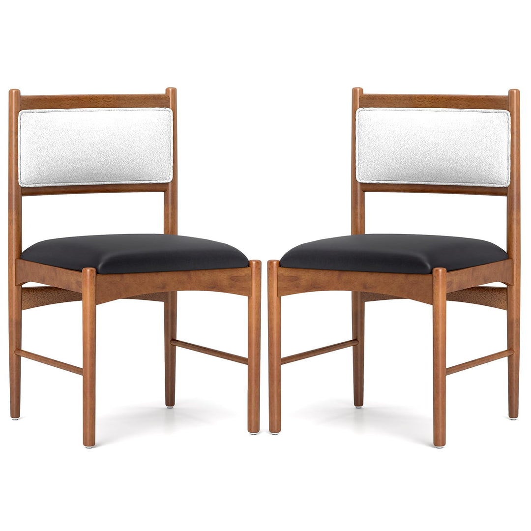 Giantex Wooden Dining Chairs, Upholstered Kitchen Chairs w/Rubber Wood Frame &amp; Faux Leather Padded Seat