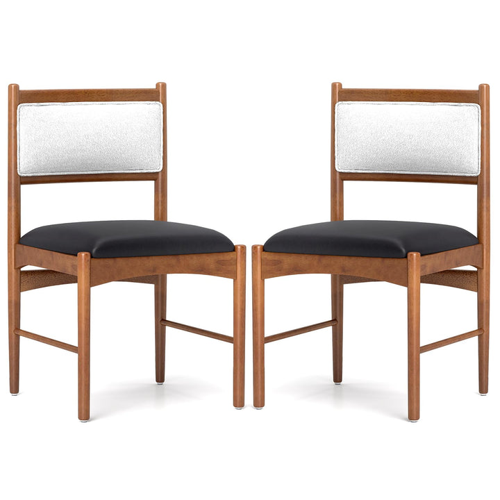 Giantex Wooden Dining Chairs, Upholstered Kitchen Chairs w/Rubber Wood Frame &amp; Faux Leather Padded Seat