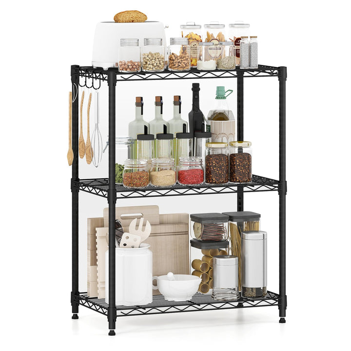 Giantex Storage Shelves Adjustable Wire Shelf Rack w/4 Removable Hooks